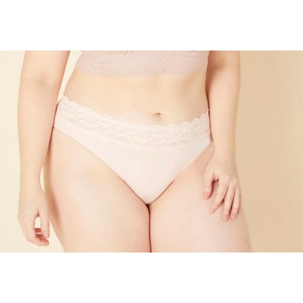 Cosabella Amore Love Low Rise Bikini Panties Pink Lilly Lace Trim 2X LOVEE0521P